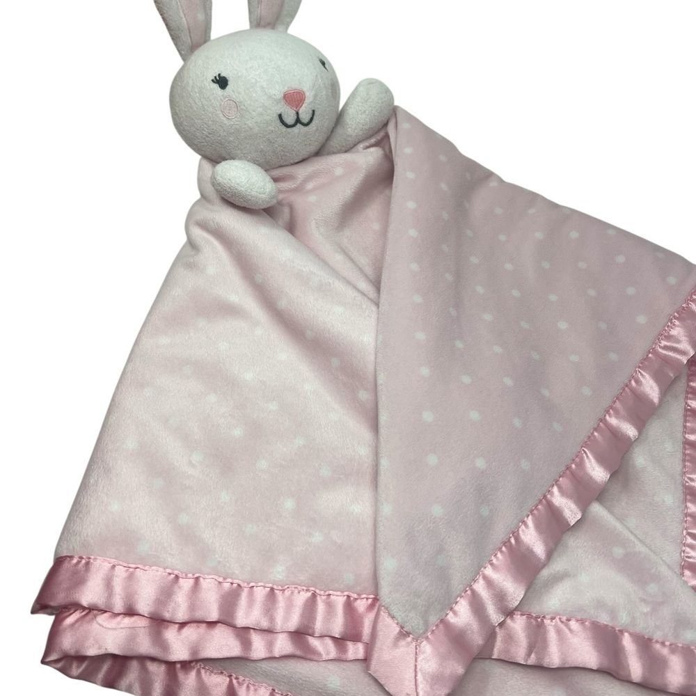 Pink and white Polka Dot Target Cloud Island Bunny Security Blanket - Picture 7 of 7